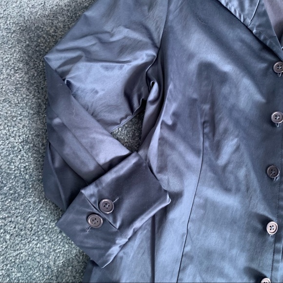 Linea by Louis Dell'Olio Blue Shiny Blazer Jacket Shirt - Picture 6 of 11